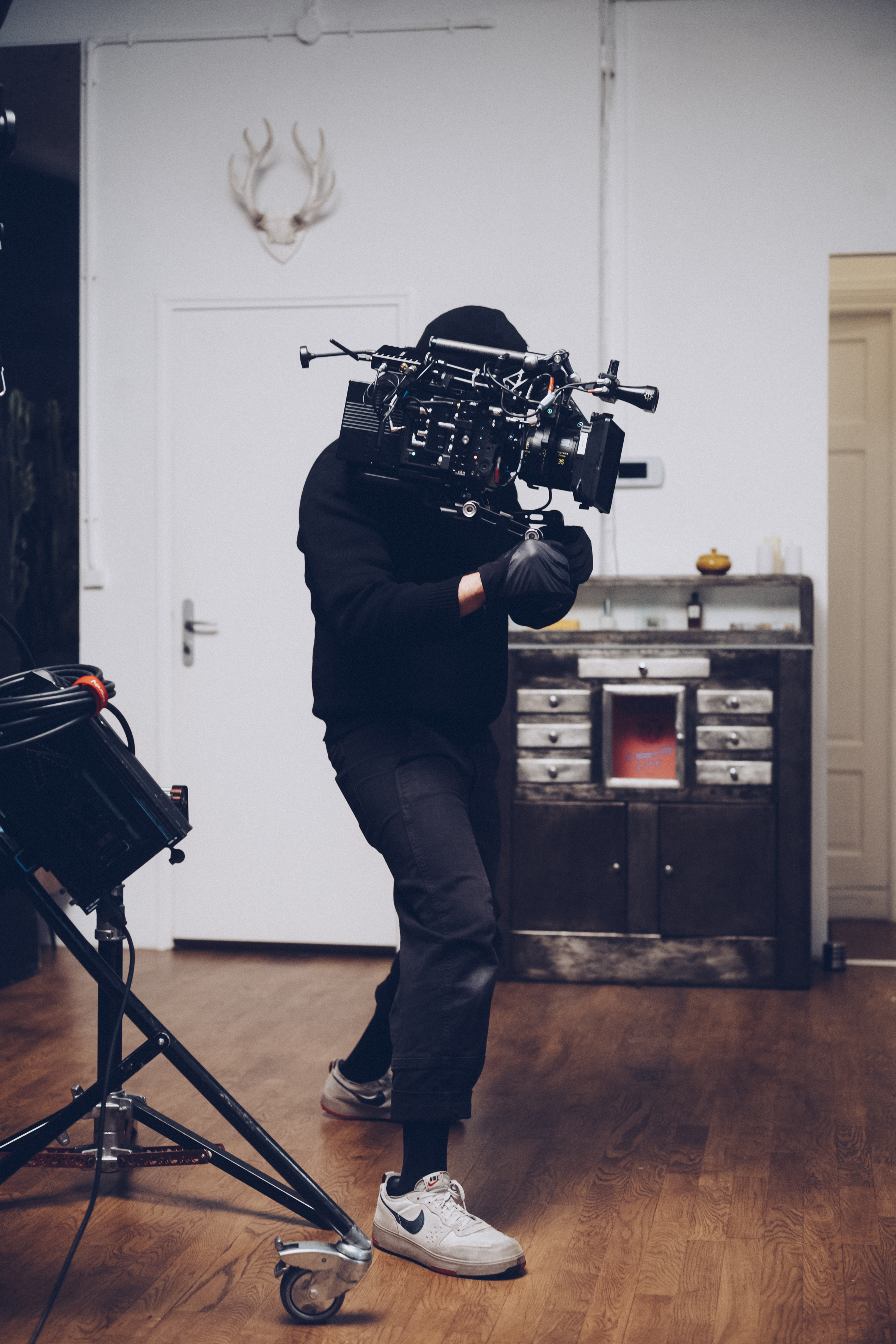 Behind the scenes, on set