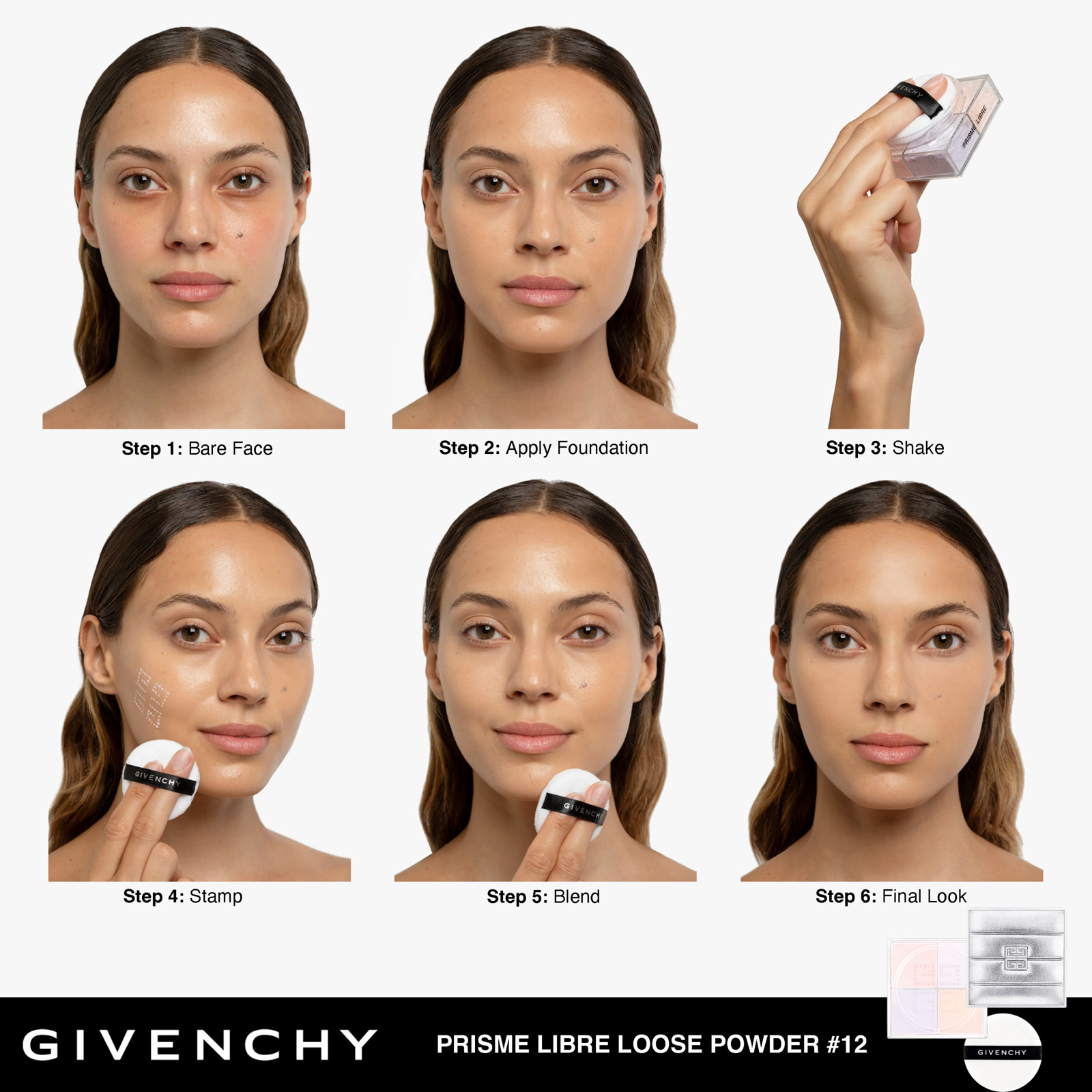 Givenchy Prisme Libre Loose Powder, six-step photography layout